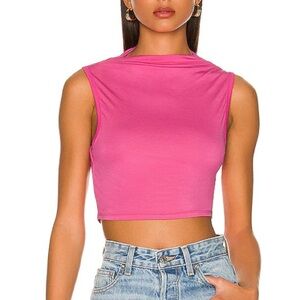 Camila Coehlo Pixie Tank Top High Neck Pink Fuschia Neon